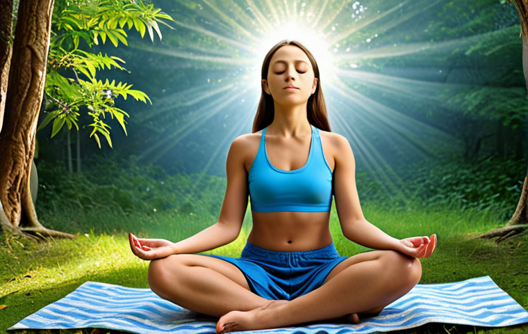 **Serene individual meditating outdoors, brainwave visualizations subtly overlaid, conveying calmness and focus.** (This relates to achieving mental peace and relaxation through brainwave control.)