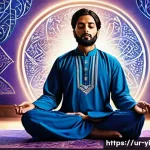 Home 21 뇌파 조절과 동기 부여의 관계 - A detailed, artistic digital illustration of a calm meditation scene featuring a South Asian man in ...