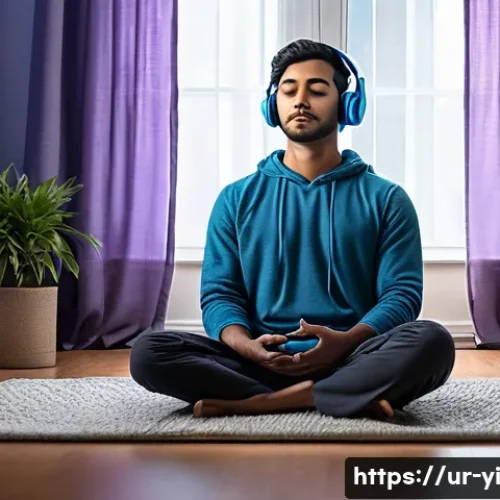 Home 31 뇌파 조절을 위한 뇌파 훈련 기계 - A serene and modern home meditation room with soft natural light filtering through sheer curtains, f...